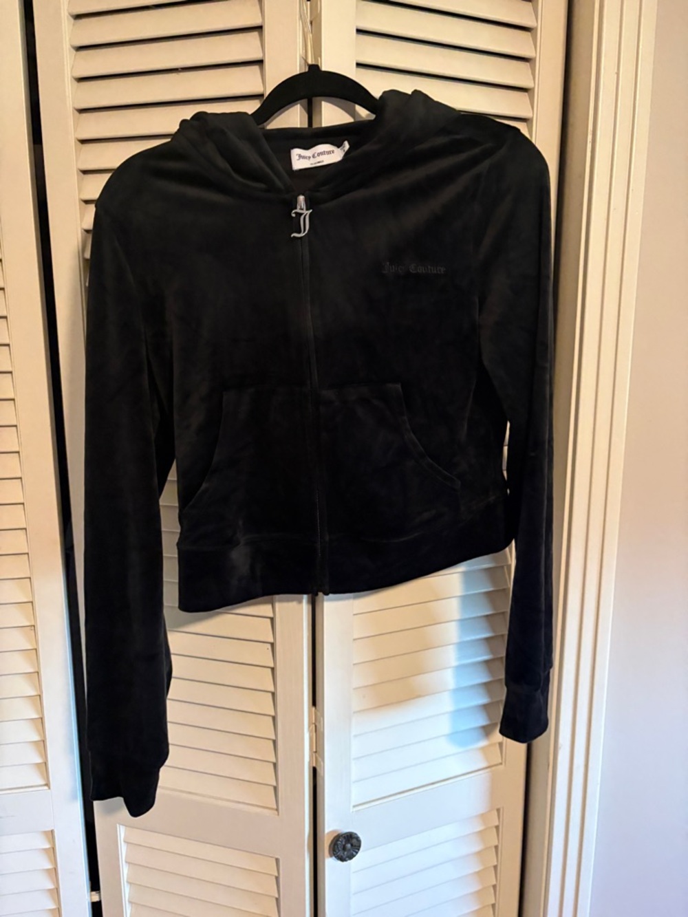 Juicy Couture Black Velour Zip-Up Hoodie Jacket